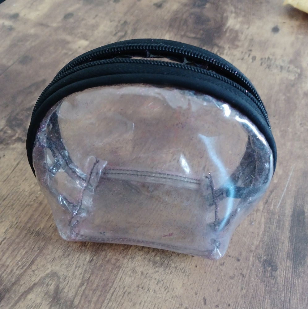 Clear cosmetics bag w/ glitter - Picture 1 of 1